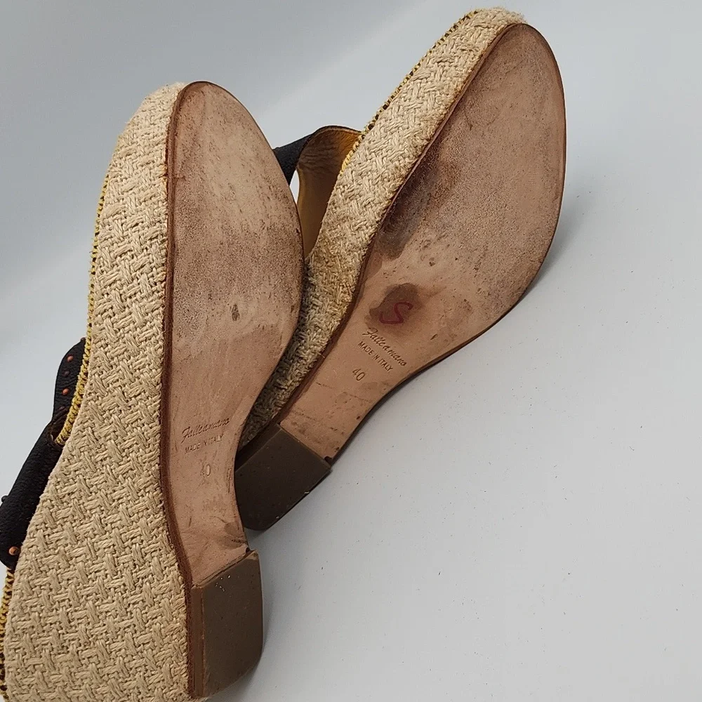 HENRY CUIR Espadrille Wedge-heeled Sandals, Size 40 - Picture 6 of 8